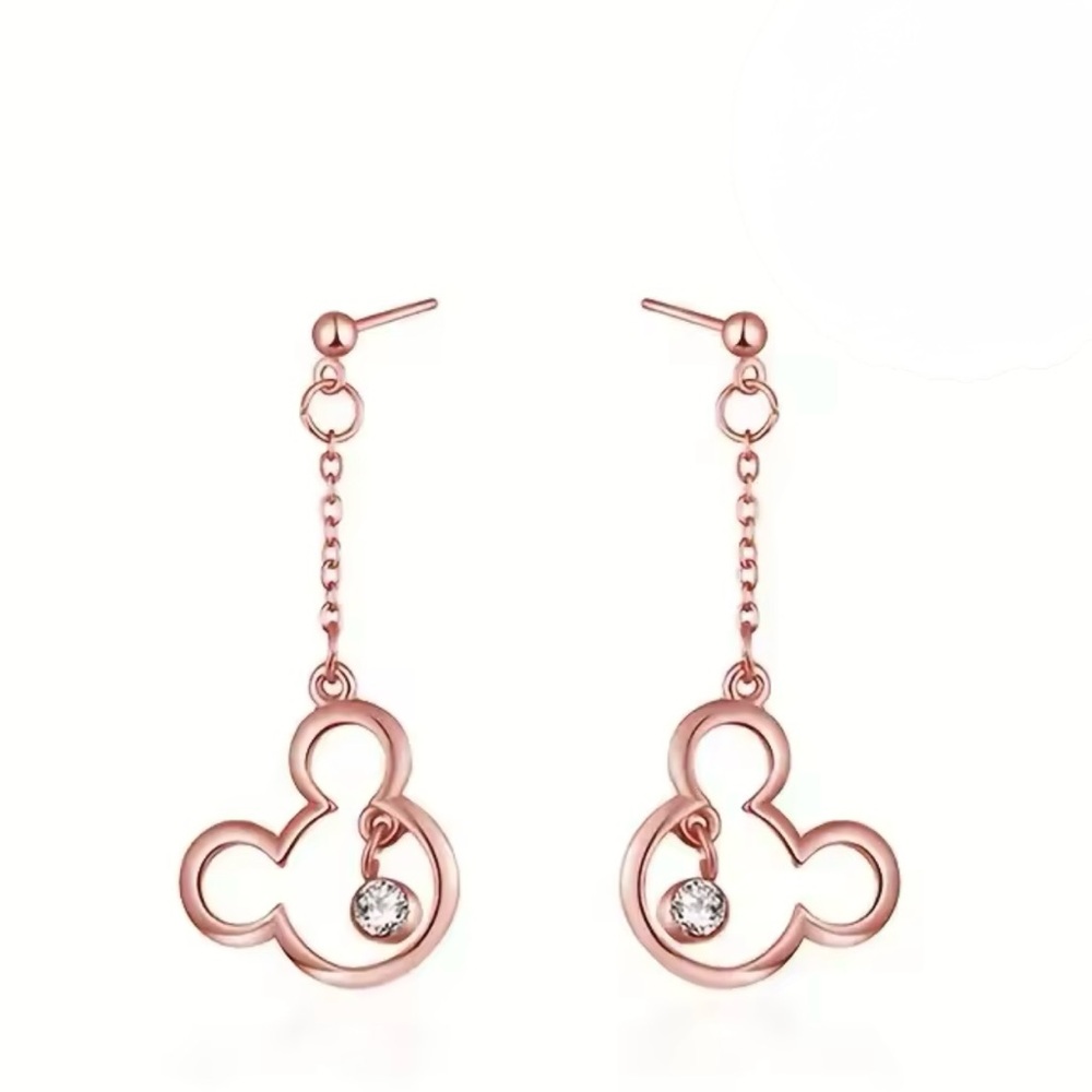 ROSE GOLD Crystal Mickey Earrings With Gift Box